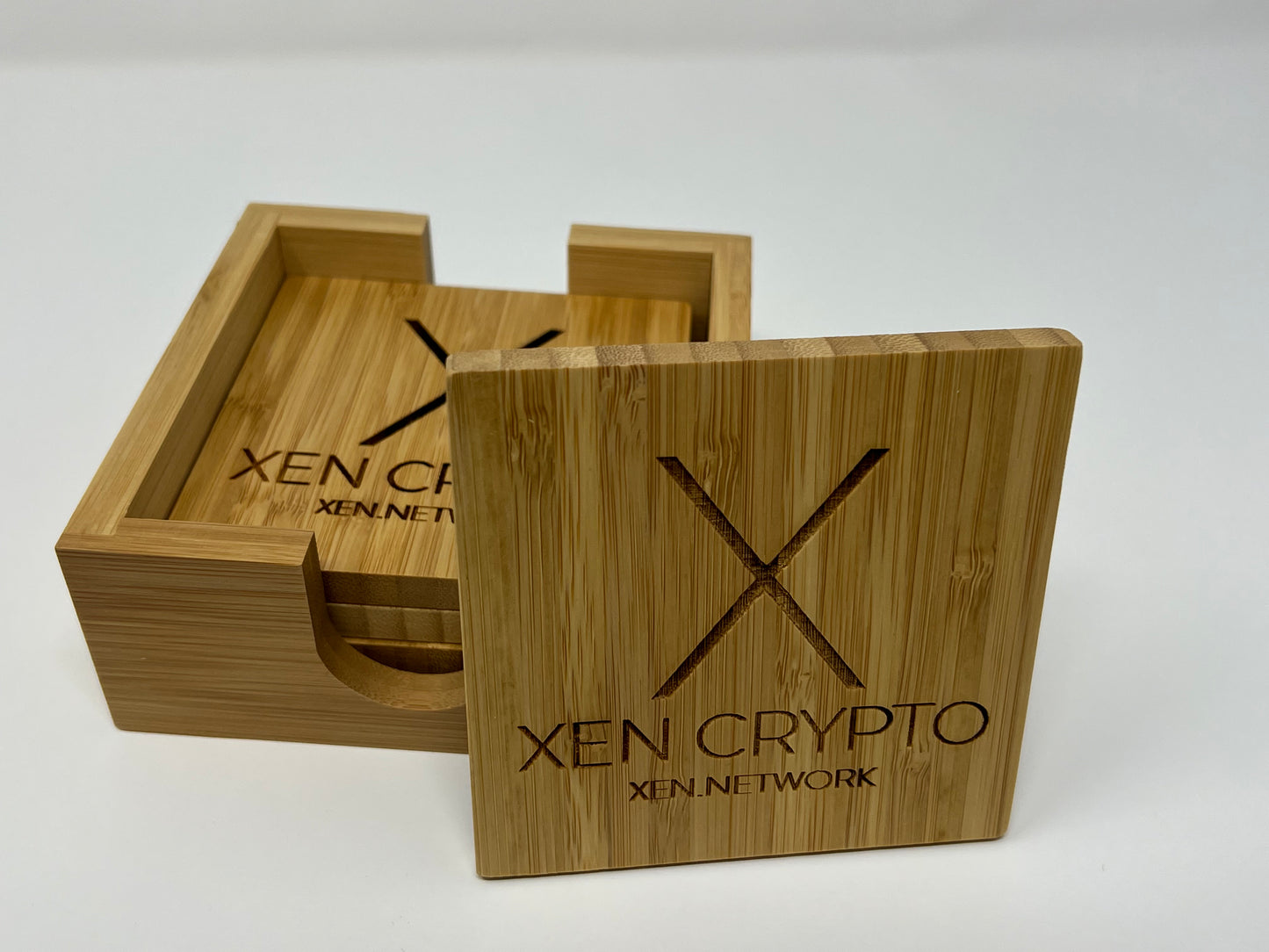 Bamboo Coaster Set with Holder - Square