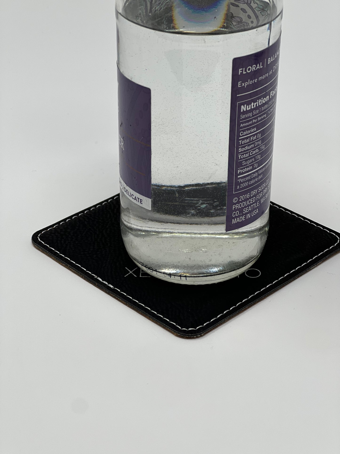 Black/Silver Coaster with Integrated Bottle Opener Set - Square
